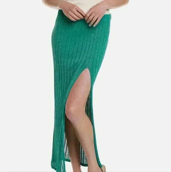 Surf Gypsy Dresses & Skirts - SkirtSurf Gypsy Metallic Rib Maxi Skirt - Medium / Green